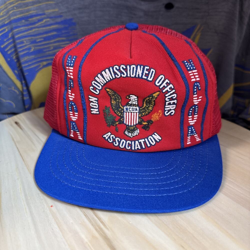 Vintage Mesh Snapback Trucker Hat Cap NCOA Non Commissioned Officers Assoc